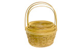 12in Wide Woodchip Oval Baskets with Drop Handles (Set of 4) - Honey