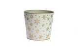7.5in Wide Snow Storm Tin Pot Cover - White & Gold