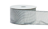 #40 Stairstep Woven Metallic Xmas Ribbon - Wired Edge - Silver (20yd)