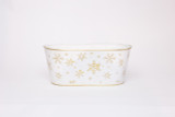 9.5in Long Snow Storm Oval Tin Pot Cover - White & Gold