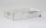 14in Long Wood Tray with Handles - Distressed White