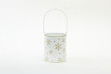 4.5in Wide Snow Storm Tin Bucket with Handle - White & Gold