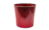 8in Wide Dotted Ceramic Pot - Red
