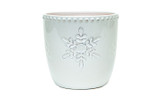5.25in Wide Beaded Snowflake Ceramic Pot - White
