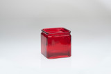 4in Cube Glass Vase - Red