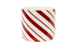 5in Wide Candy Cane Ceramic Pot - Red & White