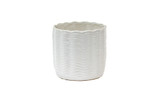 4in Wide Wavy Ceramic Pot - White