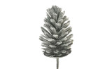 13in Glitter Pine Cone Pick - Silver