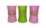 6.5in Tall Gathering Frosted Glass Vase with Bunny Charms (Assorted)