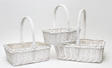 16.5in Long Rectangular Willow Basket with Sewn Liner (Set of 3)