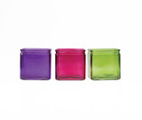 5in Cube Glass Vase - Assorted Bright