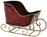 7.75in Long Metal Sleigh Planter - Red Gold