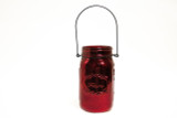 6.5in Tall Mercury Glass Mason Jar with Hanger - Red