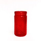 7.5in Tall Hobnail Glass Jar - Red