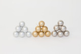 30mm Glass Balls on Stem (Box of 72) - Matte Silver Gold Mix