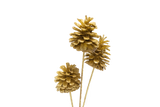 2.5in Glitter Pine Cone on 17in Stem (Bag of 3) - Gold