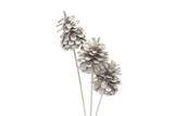 2.5in Glitter Pine Cone on 17in Stem (Bag of 3) - Silver
