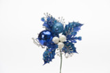 7in Glitter Boxwood Statice Ball Pick (Bag of 12) - Blue
