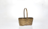 13.5in Long Peanut Bamboo Basket with Drop Handle - Dark Stain