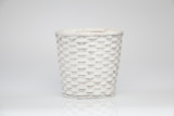 9.5in Wide Bamboo Woodchip Basket Pot Cover - White Washed