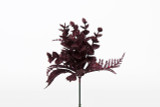 8in Glitter Holly Fern Boxwood Pick (Bag of 12) - Burgundy