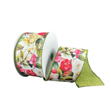 #40 WE Linen Ribbon (10YD) - Magnolia Moss Florals