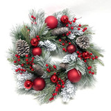 24in Bright N Shiny Wreath X19 - Red White Green