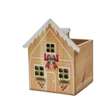 5.3in Long Gingerbread House with Hard Liner - Green White Red