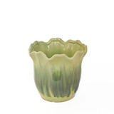 7.3in Wide Alyssa Ruffle Ceramic Pot - Leaf Green