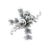 8in VP Ball Glitter Cedar Pine Fern Pick (Bag of 12) - Silver