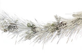6ft Long Snowy Aspen Garland with Pine Cones - White Green