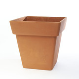 12.6in Wide Square Flared Plastic Planter Box - Terracotta