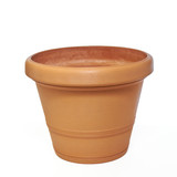16in Wide Flared Rounded Rim Plastic Planter - Terracotta