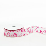 #9 Groovy Hearts Glitter WE Ribbon (20yds) - Hot Pink