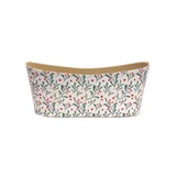 XCONT 15L 6W 5H OVAL MISTLETOE PAPERBOARD CANVAS TUB W LINER WHTE RED GREEN