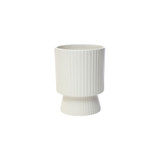 7in Tall Harper Ribbed Ceramic Pot - White