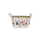 XCONT 10.62L 6W 6H NUTCRACK OVAL DEEP PLANTER POT W PVC LINER RED WHITE GREEN GOLD
