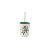 XCONT 4.5D 5.5H HOLLY MISTLETOE CYL POT W PVC LINER WHITE GREEN RED