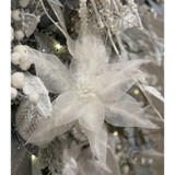 22in Long Sheer Poinsettia Spray - White