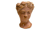 11in Tall Ladys Head Cement Vase - Copper