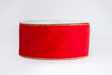 #100 Value Red Velvet Ribbon with Gold Trim - Wired Edge (50yd)