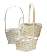 6-8in Wide Assorted Shape Woodchip Baskets - Whitewash