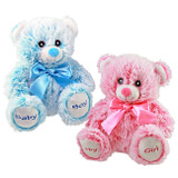8in Tall Baby Teddy Bears Plush  Pink & Blue (Assorted)