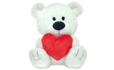 9.5in Sitting White Bear Plush with Red Heart