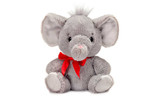 9in Sitting Elephant Plush with Red Bow