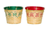 7in Wide Bamboo Basket Pot Cover - Red & Green (Assorted)