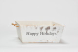 9.5in Long "Happy Holidays" Wood Tray with Rope Handles