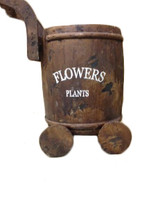 6.7in Tall Round Flower Barrel Wood Planter