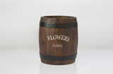 6.7in Tall Round Flower Barrel Wood Planter