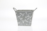 5in Wide Vine Leaf Square Pot Cover with handles - Galvanized Tin